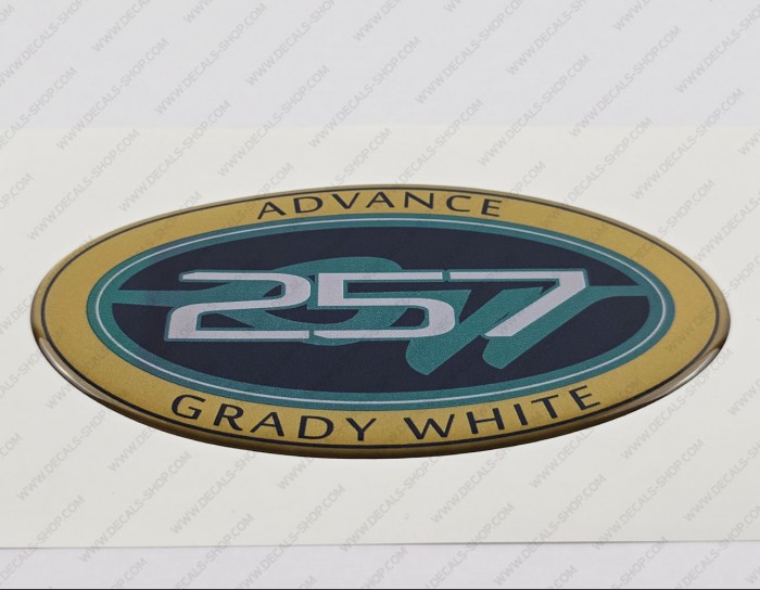 Grady White 257 Advance Raised Domed 3D Decal 5" x 2.7" 1pcs.